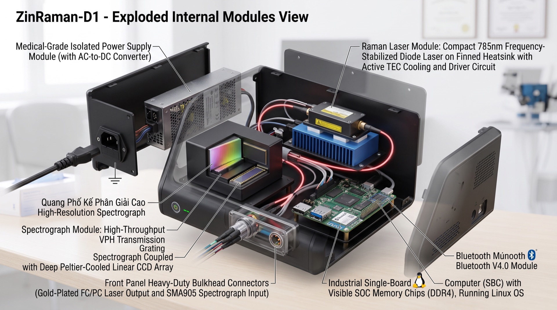 ZinRaman-D1 exploded modules